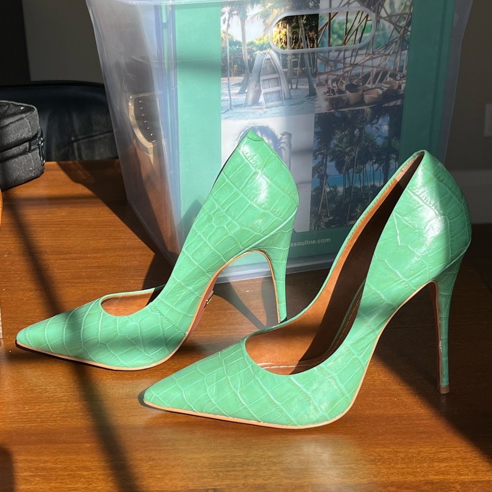 Green Snakeskin Heels
